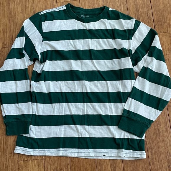GAP BOYS GREEN WHITE STRIPED LONGSLEEVE COTTON SHIRT XXL 14-16 - Picture 1 of 1
